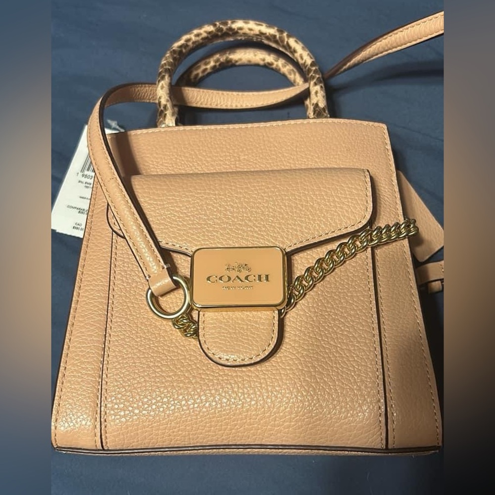 Coach Mini Pepper Crossbody shell pink with python embellishments